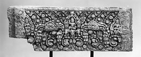 Lintel with Indra and Two Attendants, Grey sandstone, Thailand