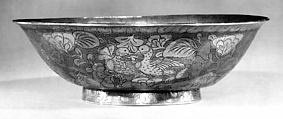 Bowl with deer, Silver with parcel gilding, China