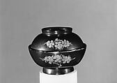 Lidded Bowl, Wood with red- and gold-lacquer decoration on black lacquer, Japan