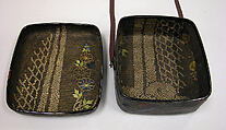 Covered Basket with Design of Bush Clover and Deer, Style of Hon&#39;ami Kōetsu (Japanese, 1558–1637), Rattan body, gold, silver hiramaki-e, Japan