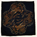 Robe fabric with dragons, Silk satin damask brocaded with silk and metal thread, China