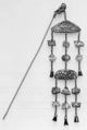 Hairpin, Metal, amber, pearl, feathers, China