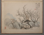 Landscapes Painted for Wang Kui, Wang Jian (Chinese, 1609–1677/88)  , and other artists (17th c.), Album of eight painted leaves; ink and color on paper, China