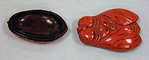 Incense Burner in Shape of Cicada, Red lacquer (negoro), Japan