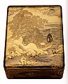Document Box with a Scene from the “Butterflies” Chapter of The Tale of Genji, Lacquered wood with gold and silver takamaki-e, hiramaki-e, togidashimaki-e, cut-out gold foil on nashiji and gold ground, Japan