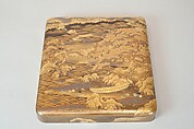 Writing Box with a Scene from the “Butterflies” Chapter of The Tale of Genji, Gold lacquer with raised sprinkled design, Japan