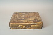 Writing Box with a Scene from the “Butterflies” Chapter of The Tale of Genji, Gold lacquer with raised sprinkled design, Japan