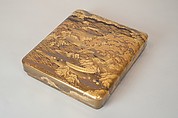 Writing Box with a Scene from the “Butterflies” Chapter of The Tale of Genji, Gold lacquer with raised sprinkled design, Japan