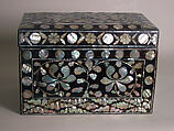 Box decorated with flowers and clouds, Lacquer inlaid with mother-of-pearl, Korea