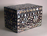 Box decorated with flowers and clouds, Lacquer inlaid with mother-of-pearl, Korea
