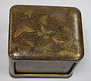 Tiered Box with Design of Autumn Grasses, Gold and silver maki-e on black lacquer, Japan