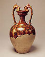 Amphora with dragon-shaped handles, Earthenware with three-color (sancai) glaze, China