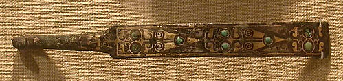 Belt hook, Bronze inlaid with gold, silver, and turquoise, China