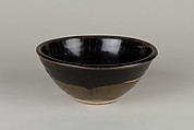 Bowl, Stoneware; dark slip on inner and outer surfaces, with black glaze, China