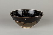 Bowl, Stoneware; dark slip on inner and outer surfaces, with black glaze, China