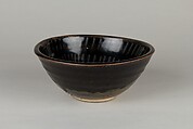 Bowl, Stoneware; dark slip on inner and outer surfaces, with black glaze, China