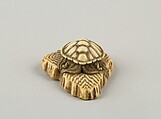 Netsuke of Turtle Crawling over a Rock, Ivory, Japan