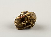 Netsuke of Two Rats, Okatori, Ivory, horn, Japan