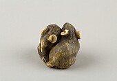 Netsuke of Two Rats, Okatori, Ivory, horn, Japan