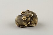 Netsuke of Two Rats, Okatori, Ivory, horn, Japan