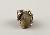 Netsuke of Two Rats, Okatori, Ivory, horn, Japan