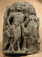 Section of a Diptych in Linga Form, Interior Depicting Shiva, Parvati, and the Calf Bull, Chlorite schist, India (Jammu and Kashmir, ancient kingdom of Kashmir)