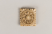 Two Plaques from a Tantric Ritual Apron, Kinnari, and Lotus Flower, Bone, Tibet