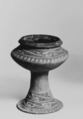 Stem Cup, Terracotta with buff slip and red oxide decoration, Thailand