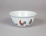 Chicken cup, Porcelain painted in underglaze cobalt blue and overglaze colored enamel (Jingdezhen ware), China