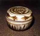 Covered Box, Earthenware with cream white glaze and iron-brown underglaze decoration, Thailand (Si Satchanalai)