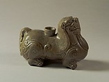 Candle Stand in the Shape of a Fantastic Animal, Stoneware with green glaze, China