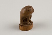 Netsuke: Seal in the Form of a Seated Pug-Dog, Bamboo root, Japan