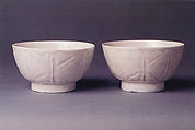 Bowl (one of a pair), Porcelain with carved decoration under bluish glaze (Qingbai ware), China