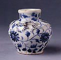 Jar, Porcelain with relief decoration, painted in underglaze blue, China