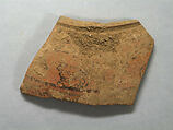 Shard:  Shoulder of Vessel with Ornament of Mastif, Painted terracotta, Pakistan