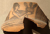 Shard: Neckpiece with Female Offerer and Crosshatched Ornamentation, Painted terracotta, Pakistan