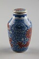 Snuff Bottle, Porcelain painted in underglaze blue and red, China