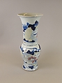 Vase with landscape, Porcelain painted in underglaze cobalt blue, copper red, and light green (Jingdezhen ware), China