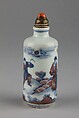 Snuff Bottle, Porcelain with underglaze blue and red, China