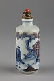 Snuff Bottle, Porcelain with underglaze blue and red, China