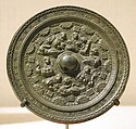 Mirror with deities and mythical creatures, Bronze, China