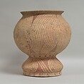 Pedestalled Vessel, Earthenware with buff slip and red oxide decoration, Thailand