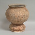 Pedestalled Vessel, Earthenware with buff slip and red oxide decoration, Thailand