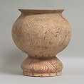 Pedestalled Vessel, Earthenware with buff slip and red oxide decoration, Thailand