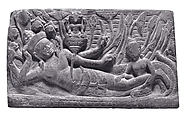 Vishnu Resting on the Serpent Shesha (Vishnu Anantashayin), Stone, Cambodia