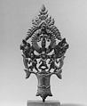 Finial with the Earth Goddess, Nan Brah Dharani, and Standing Vishnu, Bronze, Thailand or Cambodia