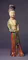 Standing court lady, Earthenware with colored glaze (Sancai ware), China