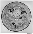 Roundel, Silk, wrapped gold thread, China