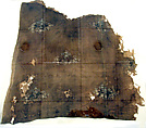 Textile fragment with birds among flowers, Silk complex gauze, ink, gold and pigment, China