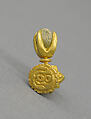 Ear Clip with Stone in Four Prong Lotus Base Setting, Gold with stone, Indonesia (Java)